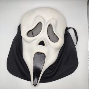 Vtg Scream Ghost Face Mask Easter Unlimited Inc Halloween Scary Fun Bibbed 90’s
